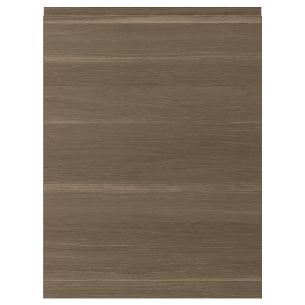 VOXTORP dark walnut kitchen cabinet with smooth finish and integrated handles.
