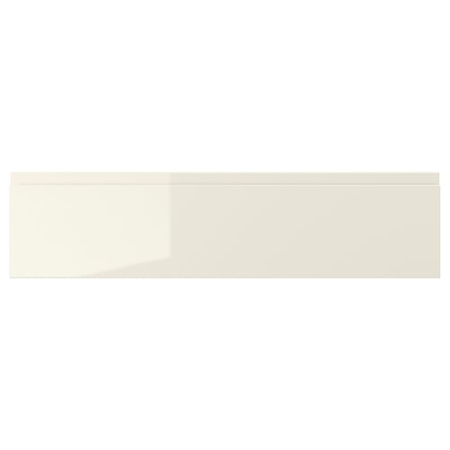 VOXTORP drawer front: high-gloss cream, rectangular, fiberboard & melamine, sleek modern design.