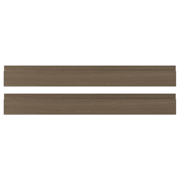 Two dark walnut wood panels with smooth, rectangular, minimalist design.