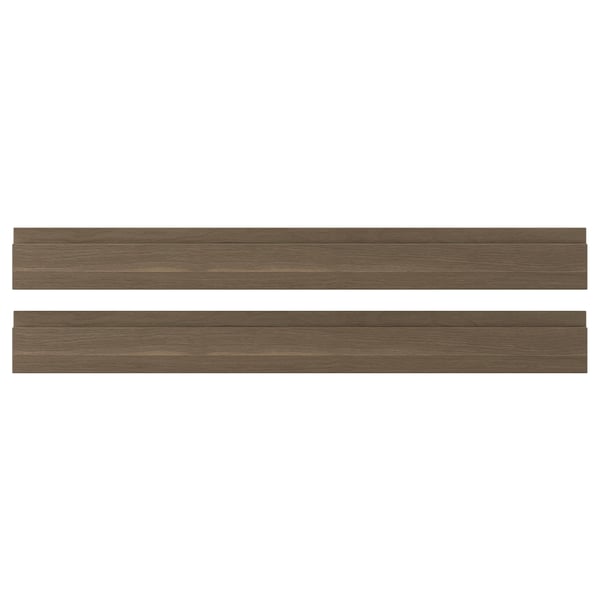 VOXTORP drawer fronts with a dark walnut effect, sleek design, and integrated handles made from abs plastic and fibreboard.