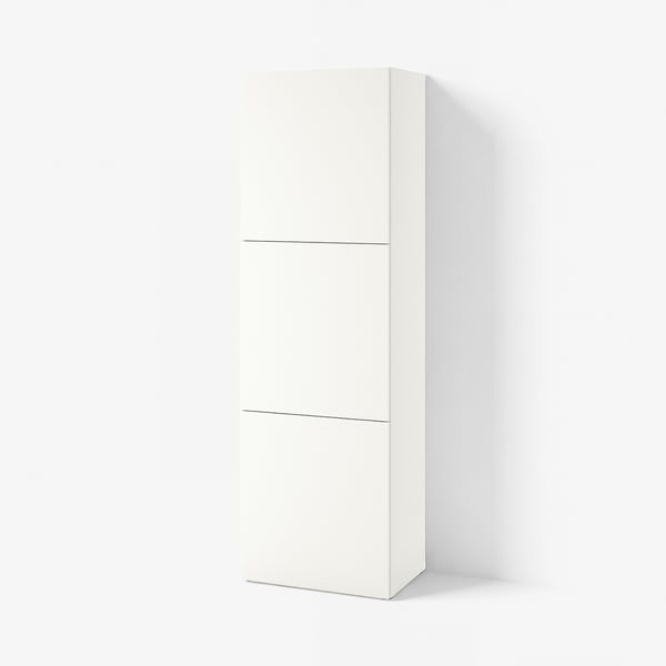 BESTÅ ベストー シェルフユニット 扉付, ホワイト ラップヴィーケン/ホワイト, 60x42x193 cm