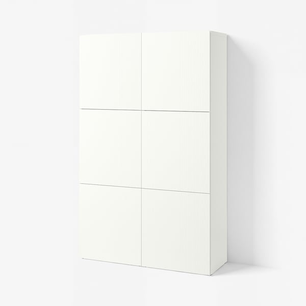 BESTÅ ベストー 収納コンビネーション 扉付, ホワイト/フォーヴァルタレ ホワイト, 120x42x193 cm