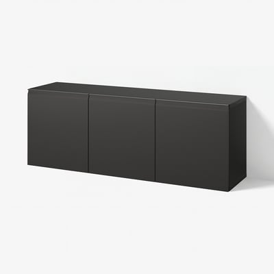 BESTÅ ベストー 壁取り付け式キャビネットコンビネーション, ブラックブラウン/ハッマルスメド チャコール, 180x42x64 cm