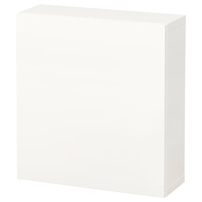BESTÅ ベストー 壁取り付け式キャビネットコンビネーション, ホワイト/ラップヴィーケン ホワイト, 60x22x64 cm