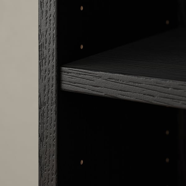 BILLY ビリー / HÖGBO ホーグボー 本棚コンビネーション ガラス扉付き, ブラック オーク調, 160x202 cm