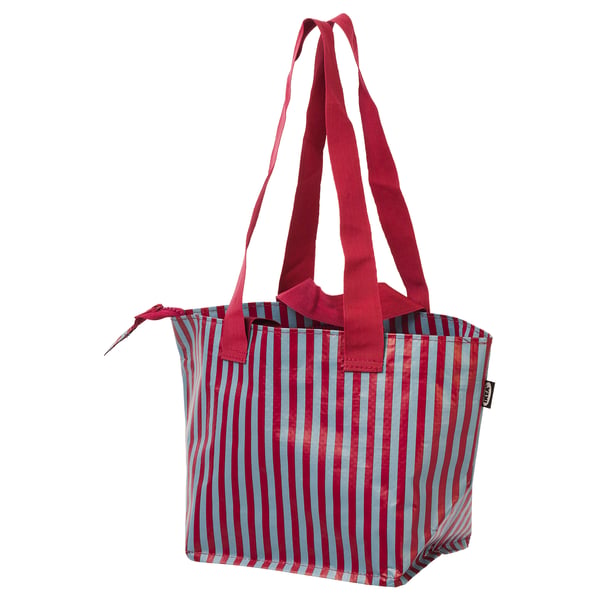 GÖRSNYGG ヨールスニグ キャリーバッグ, レッド ブルー/模様入り, 22x15x22 cm/7 l