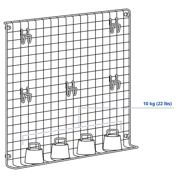 GREJIG グレイグ ウォールグリッド レール付き, グレー, 58x59 cm