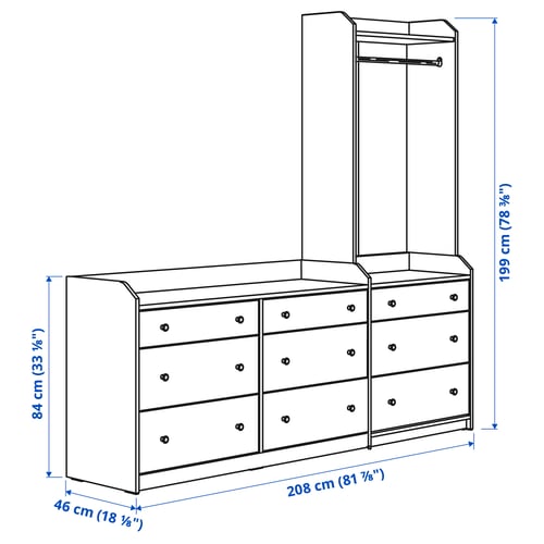 HAUGA ハウガ 収納コンビネーション, ホワイト, 208x199 cm