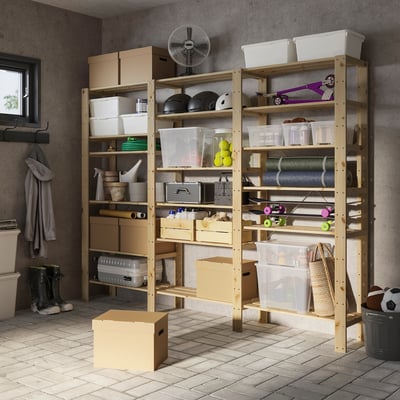HEJNE ヘイネ 3セクション/棚板, ソフトウッド, 230x31x171 cm