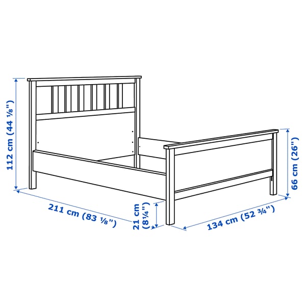 HEMNES ヘムネス ベッドフレーム, ホワイトステイン/ルーローイ, 120x200 cm