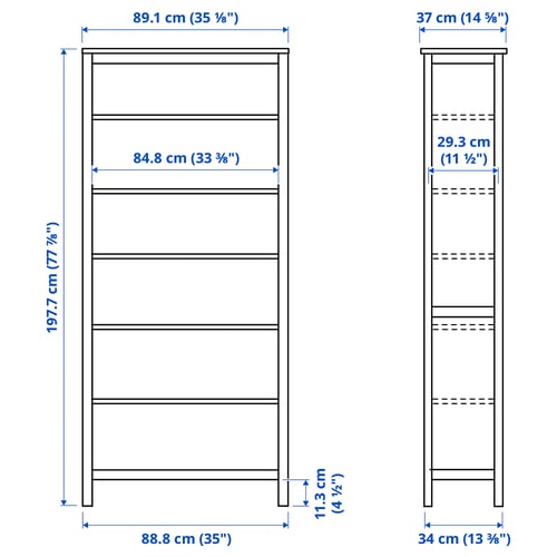 HEMNES ヘムネス 本棚, ブラックブラウン/ライトブラウン, 90x198 cm