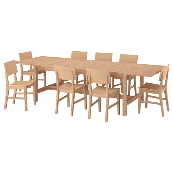 KARSKÄR カールシェール テーブル&チェア8脚, ゴムノキ, 240/300x100 cm