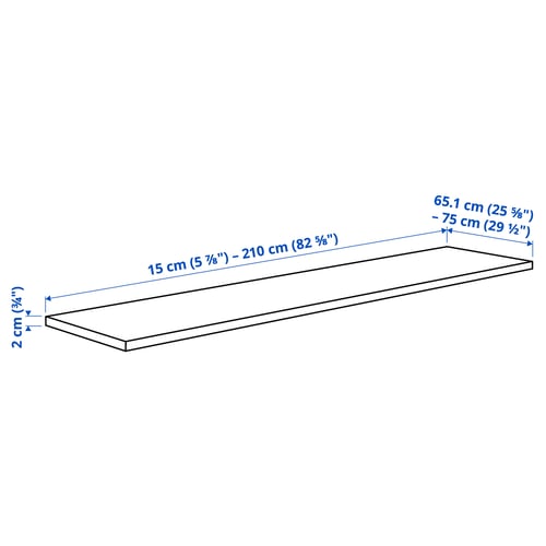 KASKER カスケル カスタムメイドワークトップ, ブラック ストーン調/石英, 15-210x65.1-75 cm