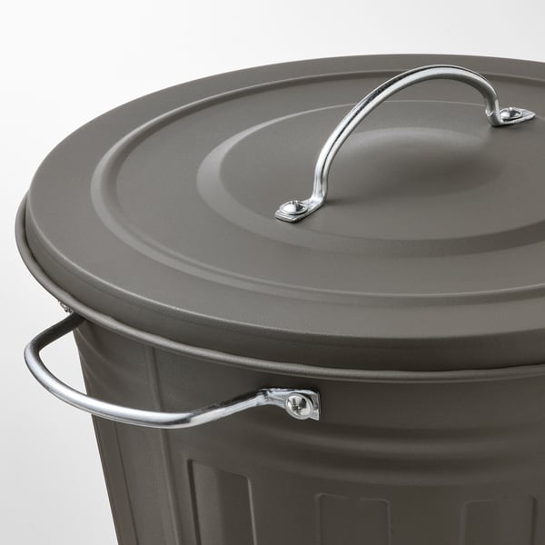 KNODD クノッド ふた付きゴミ箱, グレー, 16 l