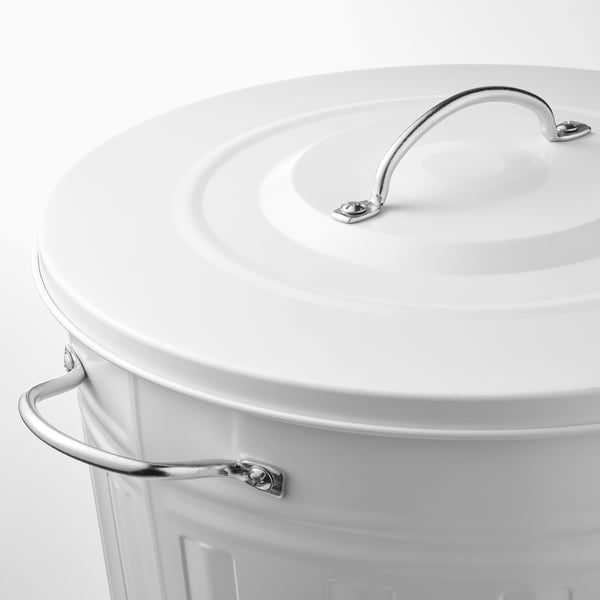 KNODD クノッド ふた付きゴミ箱, ホワイト, 40 l