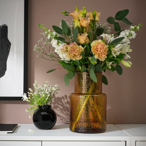 KONSTFULL コンストフル 花瓶, 模様入り/ブラウン, 26 cm