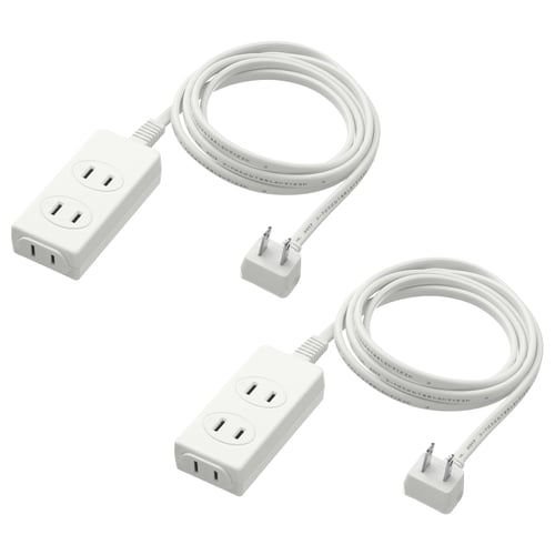 KOPPLA コップラ 電源タップ 3個口, アース無 ホワイト, 1.5 m