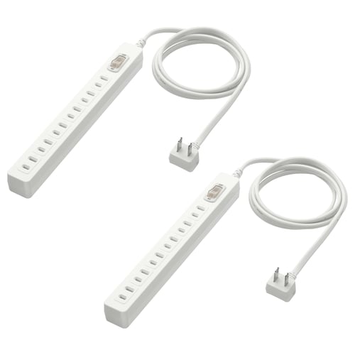 KOPPLA コップラ 電源タップ 6個口, アース無/ホワイト, 1.5 m
