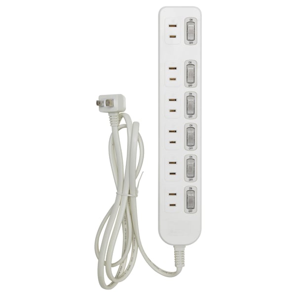 KOPPLA コップラ 電源タップ 6個口 スイッチ6個付き, アース無 ホワイト, 1.5 m