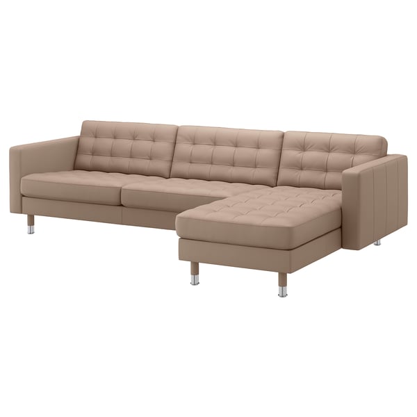 LANDSKRONA ランズクローナ 4人掛けソファ, 寝椅子付き/グラン/ボームスタード ダークベージュ/メタル