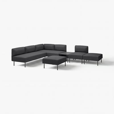 LILLEHEM リレヘム 6人掛けモジュールソファ サイドテーブル付き, グンナレド/ダークグレー メタル