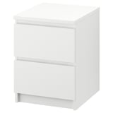 MALM マルム チェスト(引き出し×2), ホワイト, 40x55 cm