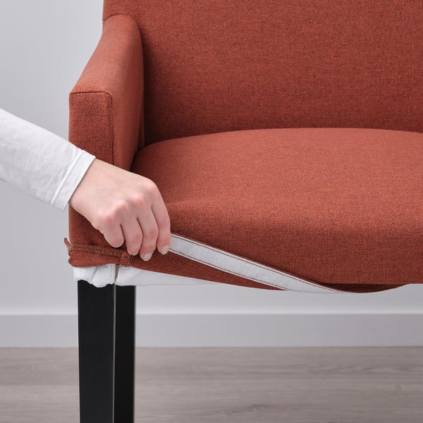MÅRENÄS モーレネス チェア アームレスト付き, ブラック/グンナレド レッドブラウン