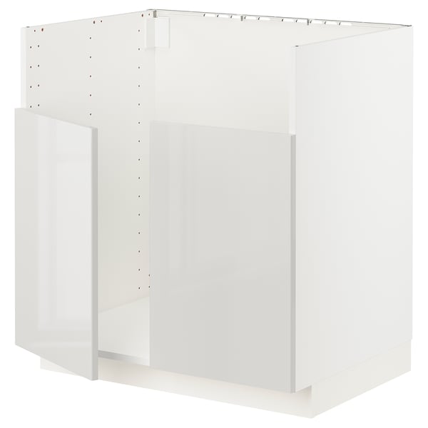 METOD メトード ベースキャビネット TALLSJÖN/タルショーン シンク用, ホワイト/リンガフルト ライトグレー, 80x60x80 cm