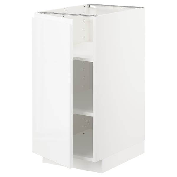 METOD メトード ベースキャビネット 棚板付き, ホワイト/ヴォックストルプ ハイグロス/ホワイト, 40x60x80 cm