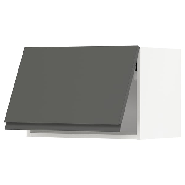 METOD メトード ウォールキャビネット 横型, ホワイト/ヴォックストルプ ダークグレー, 60x37x40 cm