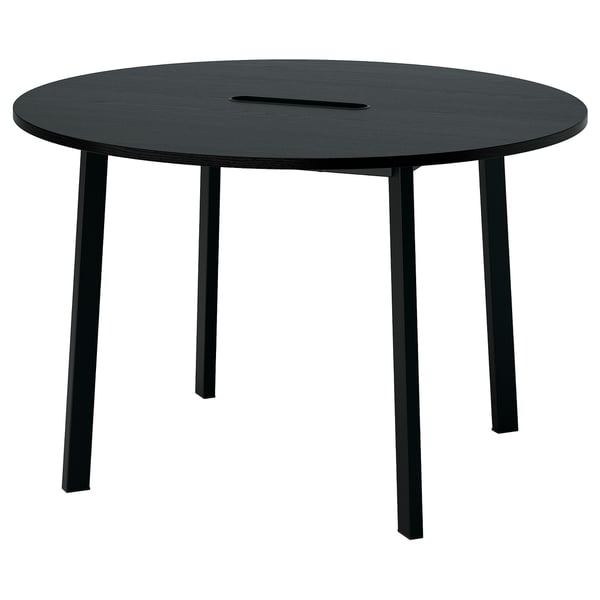 MITTZON ミッツォーン 会議用テーブル, 丸形 ブラックステインアッシュ材突き板/ブラック, 120x75 cm