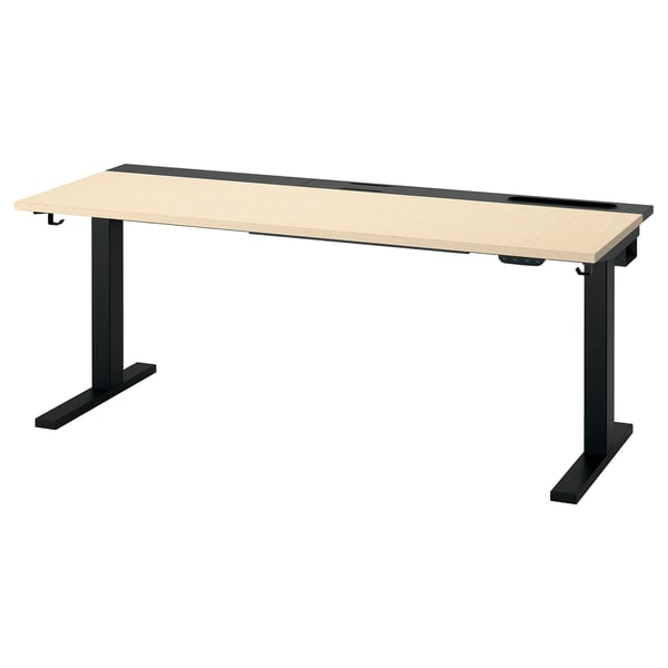MITTZON ミッツォーン デスク 昇降式, 100V バーチ材突き板/ブラック, 160x60 cm