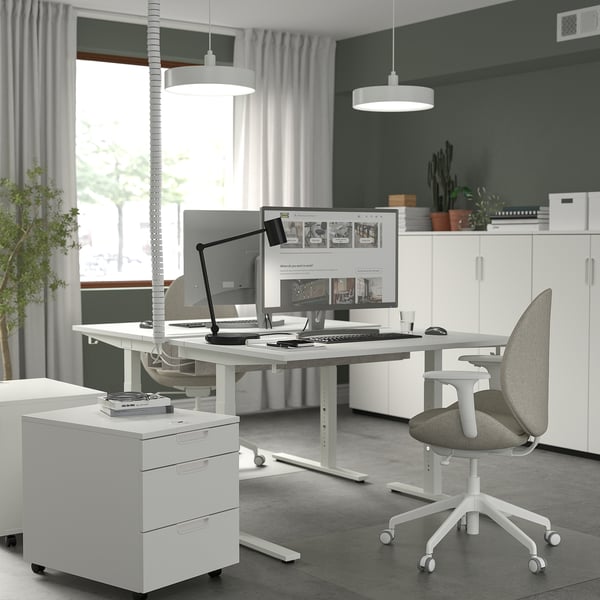 MITTZON ミッツォーン デスク, ホワイト, 120x60 cm