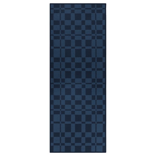 NATTÅG ナットーグ キッチンマット, ダークブルー/チェック, 45x120 cm
