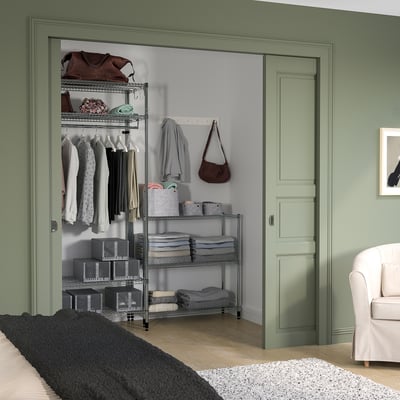 OMAR オマル シェルフユニット ハンガーレール付き, シェルフ1枚付き/亜鉛メッキ, 186x50x201 cm