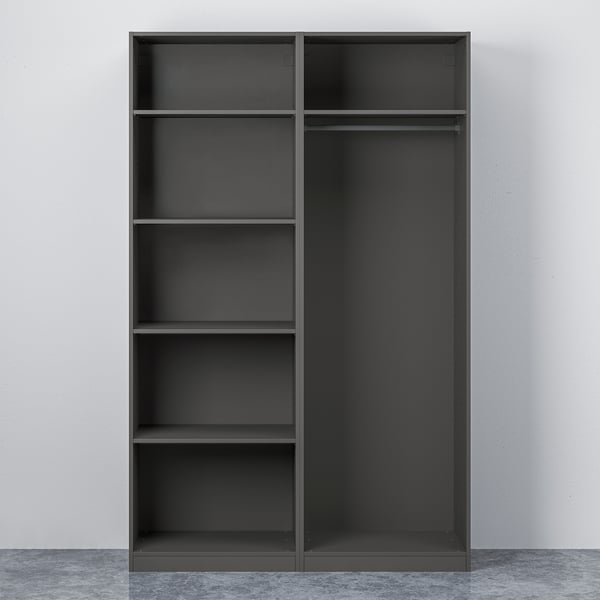 PAX パックス / HASVIK ハスヴィーク ワードローブ, ダークグレー/ダークグレー, 150x66x236 cm