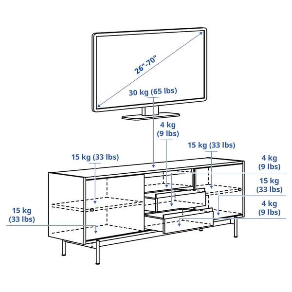 RÅDMANSÖ ロードマンソー テレビ台, ブラウン ウォールナット調, 176x48x66 cm