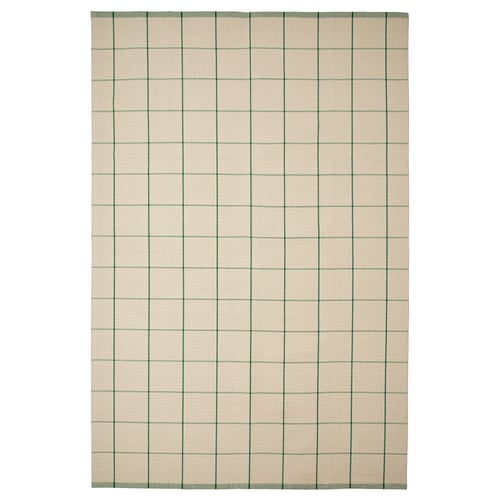 RIDSTIG リードスティグ ラグ 平織り, オフホワイト/グリーン, 200x300 cm