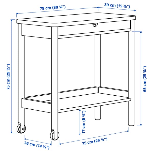 RÖNNINGE ロッニンゲ ワゴン, バーチ, 78x39 cm