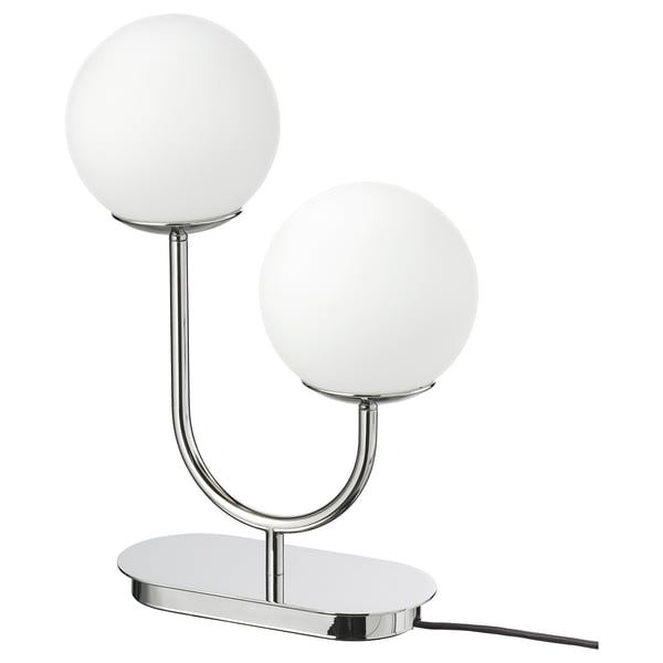 SIMRISHAMN スィムリスハムン テーブルランプ, クロムメッキ/オパールホワイト ガラス, 42 cm