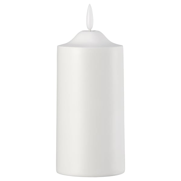 SMÅLOM スモーロム LEDピラーキャンドル, 電池式 ホワイト, 14 cm
