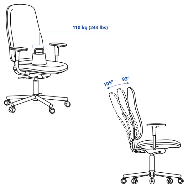 SMÖRKULL スモールクル オフィスチェア アームレスト付き, グレースネス レッド