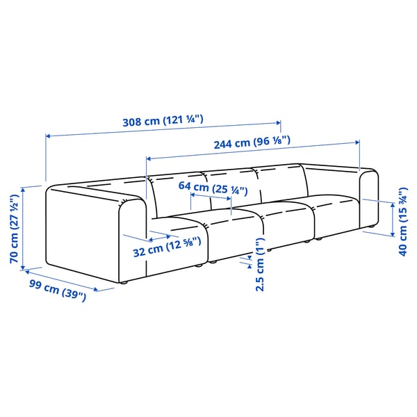 STOCKHOLM 2025 ストックホルム 2025 4人掛けソファ, アールハムン ダークターコイズ