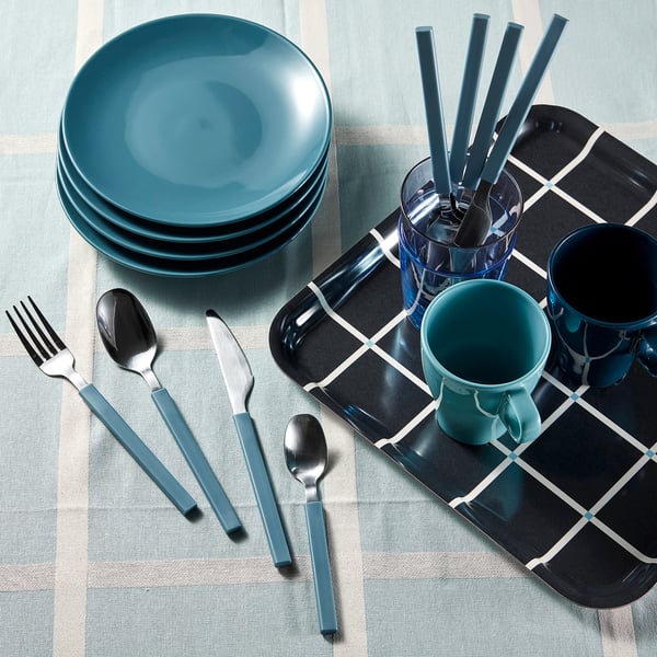 TÅNGMÄRLA トングメーラ カトラリー16点セット, ダークグレーブルー