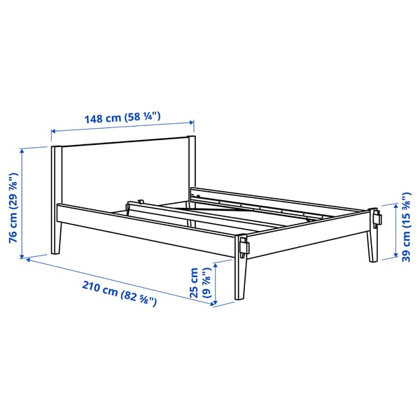 TAXÅSKLINT タクソースクリント ベッドフレーム, パイン材/ルーローイ, 140x200 cm