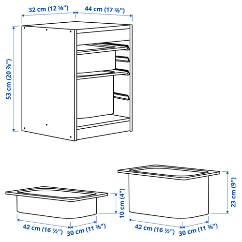 TROFAST トロファスト 収納コンビネーション, ライトホワイトステインパイン ホワイト/レッド, 32x44x53 cm
