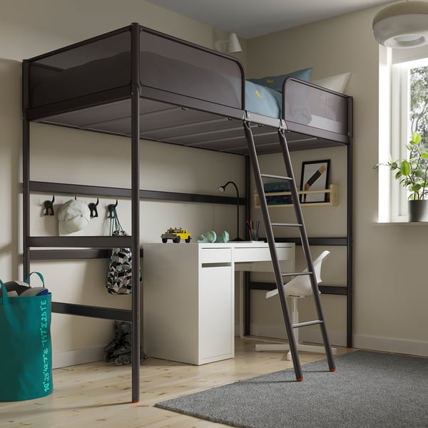 TUFFING トゥッフィング ロフトベッドフレーム, ダークグレー, 90x200 cm