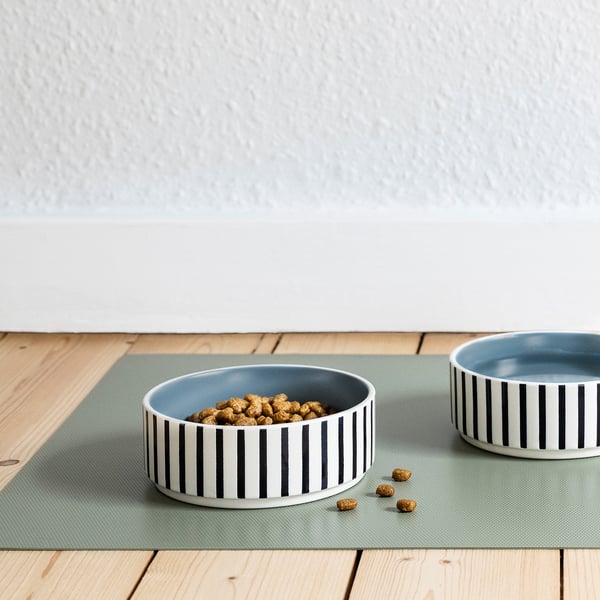 UTSÅDD ウートソッド ペットボウル, ストライプ模様 ブラックブルー/グレーブルー, 11 cm
