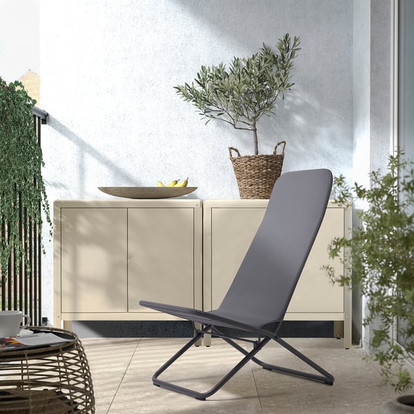 VIGGSÖ ヴィッグソー ラウンジチェア 屋外用, 折りたたみ式 ダークグレー