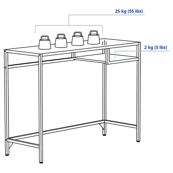 VITTSJÖ ヴィットショー ラップトップテーブル, ブラックブラウン/ガラス, 100x36 cm